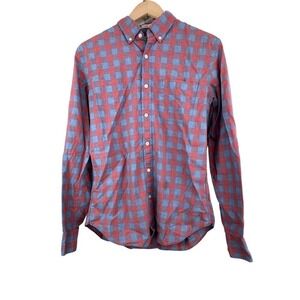 J. Crew 100% Cotton Shirting Size M Slim Pink Blue Check Button Up Shirt